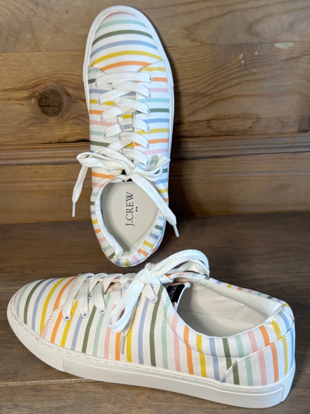 J.Crew NWOT Multi-Colored Striped Sneakers Women's 8.5 Never Worn